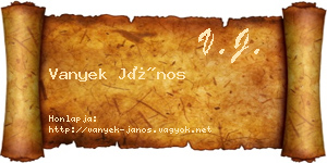 Vanyek János névjegykártya