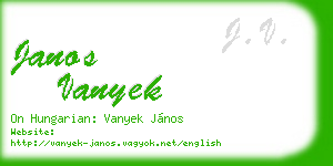janos vanyek business card